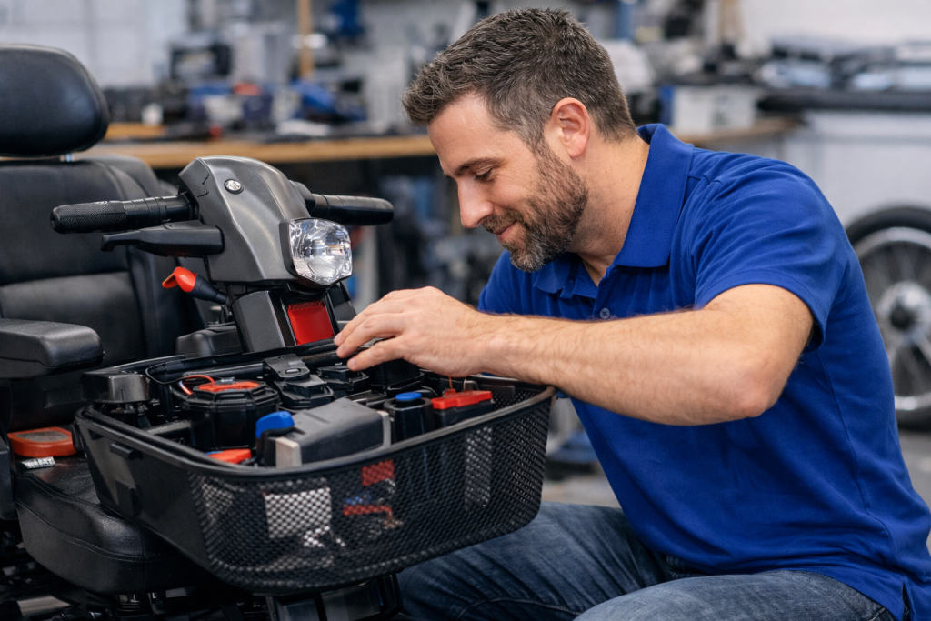 Person fixing medical equipment